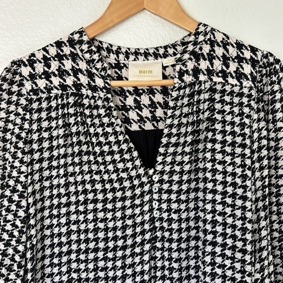 Anthropologie Maeve black white check pleated dress small - Picture 2 of 8